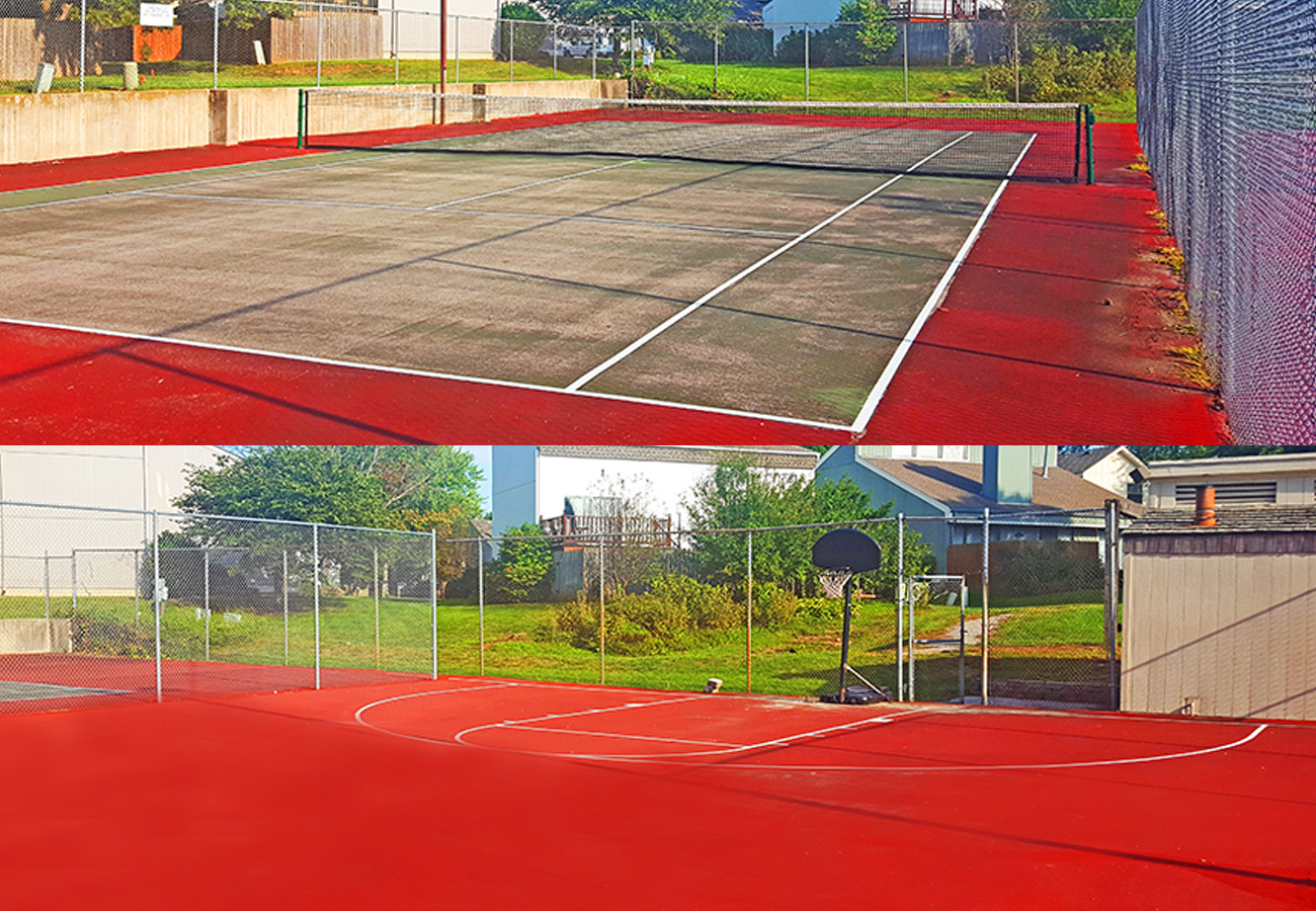 Tennis and basketball courts